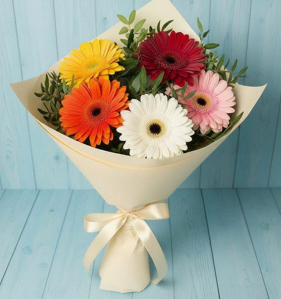 Букет праздник в Наурской Букет цветов из: Герберы в Наурской