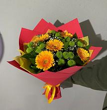 Букет восход солнца в Наурской Букет цветов из:  Герберы и Хризантемы в Наурской