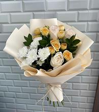 Букет цветочный вальс в Наурской Букет цветов из:  Розы и Хризантемы в Наурской