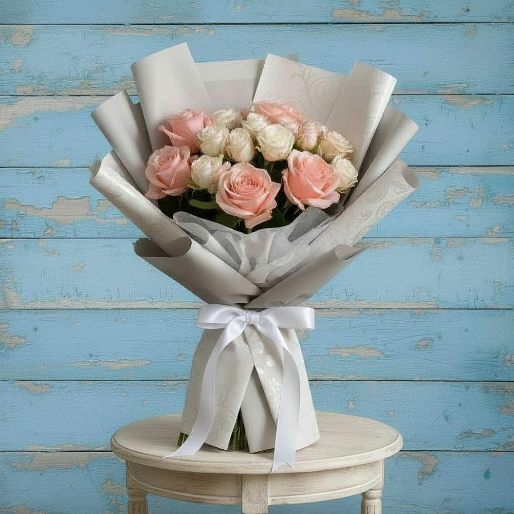 Букет Нежное облако в Наурской Букет цветов из: Розы в Наурской