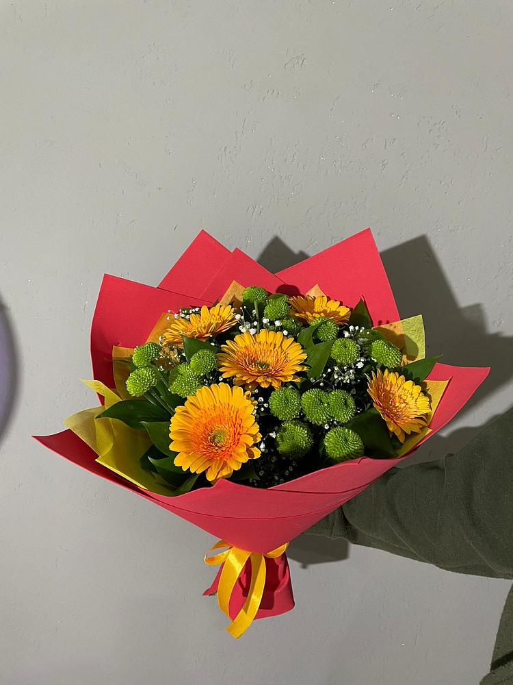 Букет восход солнца в Наурской Букет цветов из: Герберы и Хризантемы в Наурской
