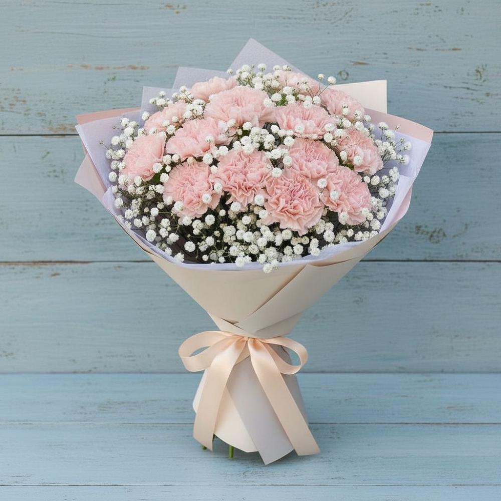 Букет Нежность рассвета в Наурской Букет цветов из: Гвоздики в Наурской