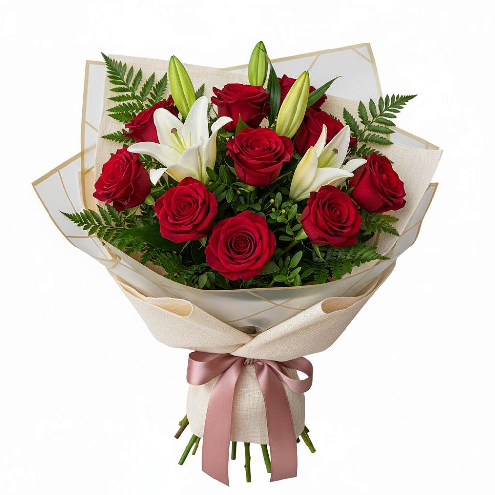 Букет высокая поэзия в Наурской Букет цветов из: Лилии и Розы в Наурской