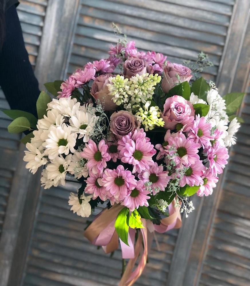 Букет Цветочный шарм в Наурской Букет цветов из: Хризантемы и Розы в Наурской