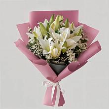 Букет Лилии в розовом в Наурской Букет цветов из:  Лилии в Наурской