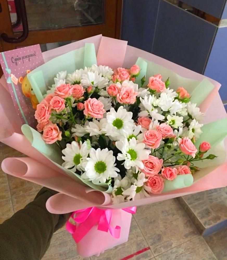 Букет цветов из: Розы и Хризантемы в Наурской