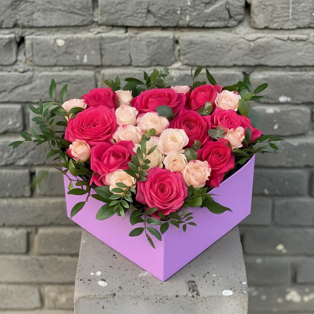 Композиция моя любовь в Наурской Цветочная композиция из Розы в коробке в Наурской
