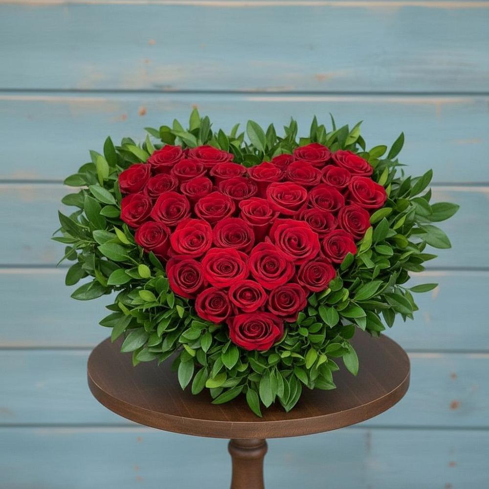 Композиция Сердце в любви в Наурской Цветочная композиция из Розы в виде сердца в Наурской