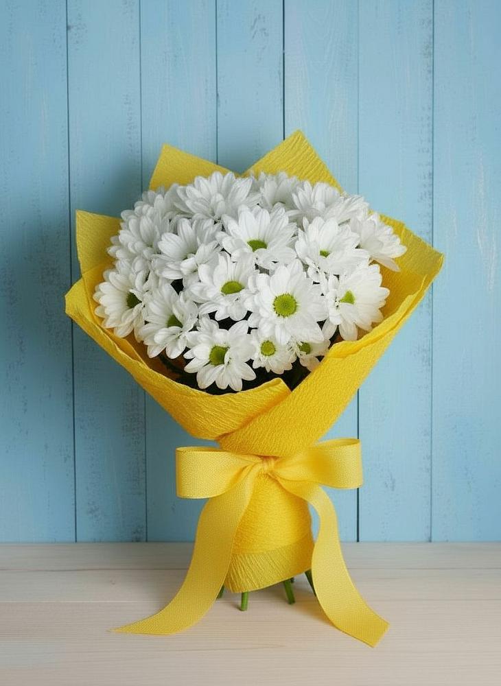 Букет Застенчивые лепестки в Наурской Букет цветов из: Хризантемы в Наурской