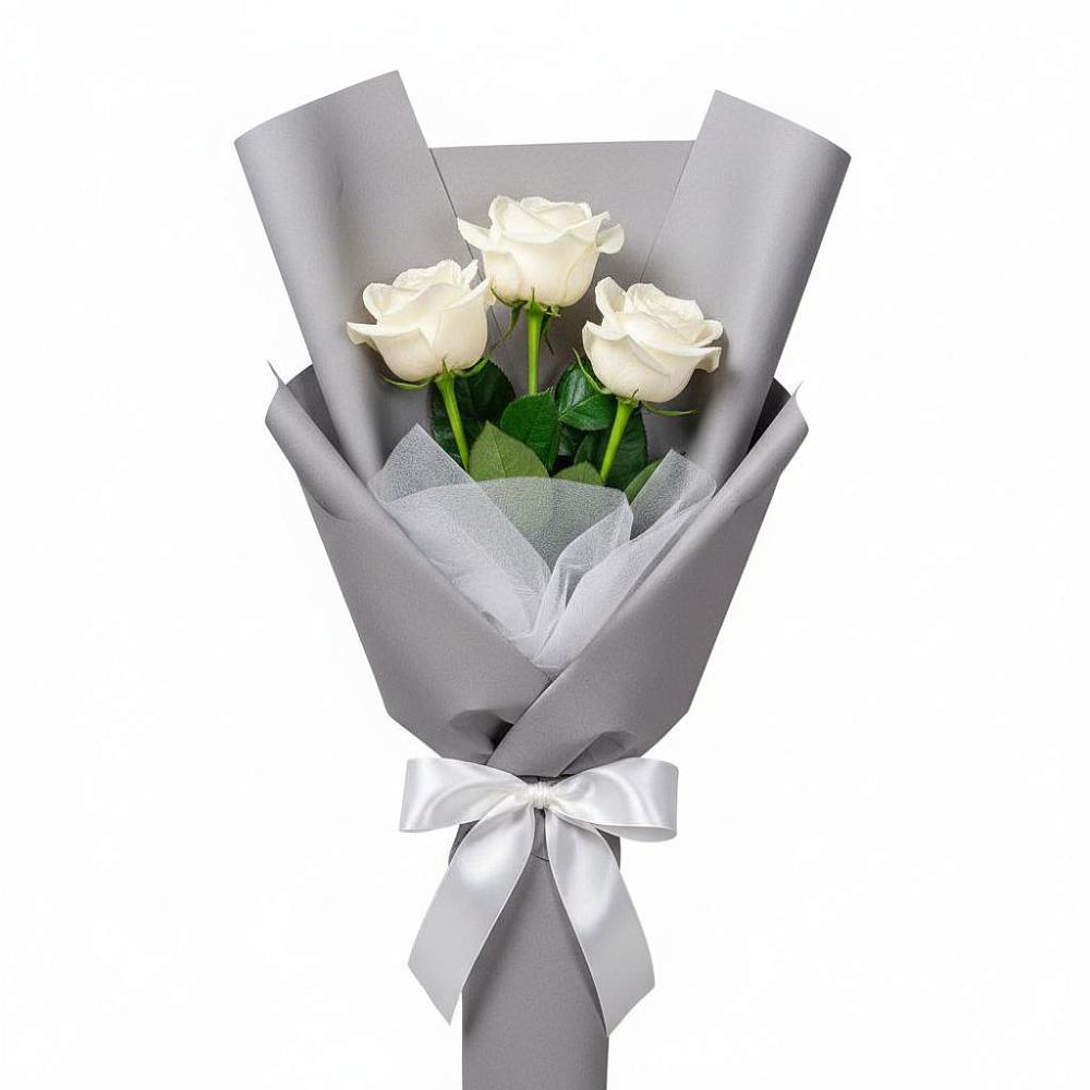 Букет 3 белые розы в Наурской Букет 3 белые розы в Наурской