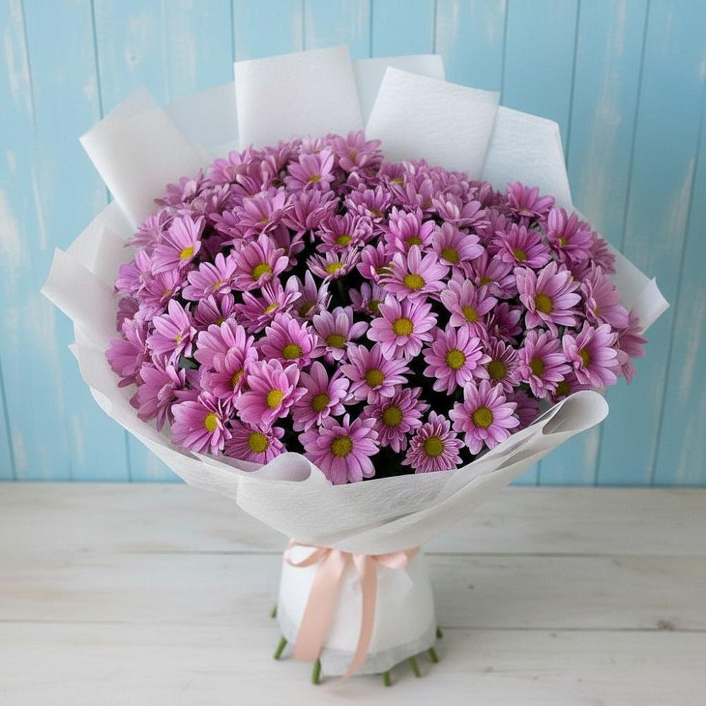 Букет сиреневая охапка в Наурской Букет цветов из: Хризантемы в Наурской