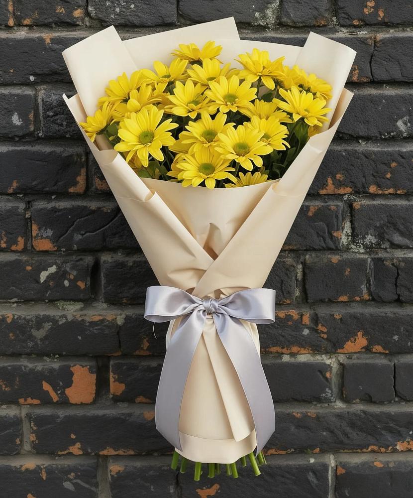 Букет Желтое настроение в Наурской Букет цветов из: Хризантемы в Наурской