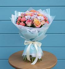 Букет Счастливые мгновение в Наурской Букет цветов из:  Хризантемы и Розы в Наурской
