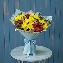 Букет сочные брызги в Наурской Букет цветов из:  Альстромерии и Хризантемы в Наурской