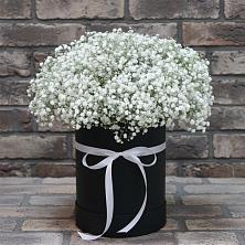 Композиция коробка гипсофил в Наурской Цветочная композиция из Гипсофила в шляпной коробке в Наурской